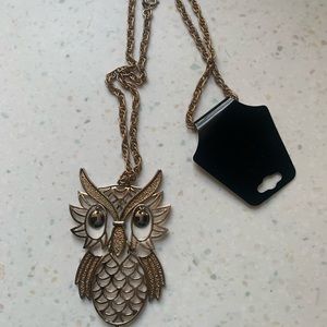 Vintage 1970s Large Owl Necklace